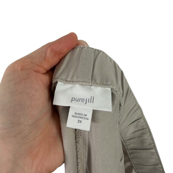 J Jill Pure Jill Seamed Wide Leg Pull On Pants Pumice Khaki Tencel Women Plus 2x - Picture 4 of 7